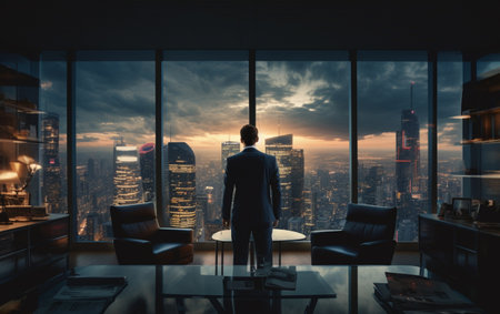 Businessman in a big officeの素材