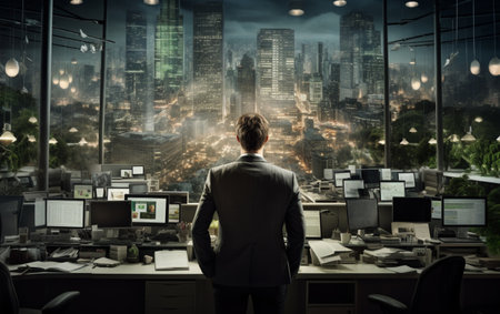 Businessman in a big officeの素材