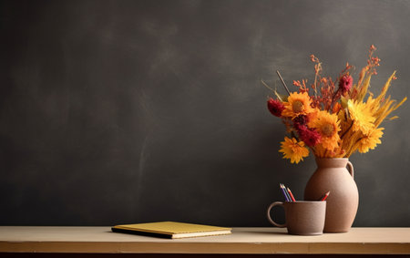 Education day arrangement on a table with copy spaceの素材