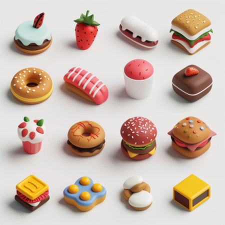 Set of different cupcakes. Cakes in a cartoon style. illustrationの素材