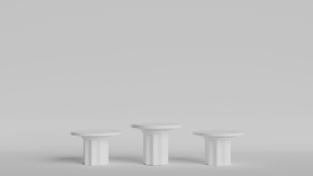 White marble display platforms with white backgroundの写真素材