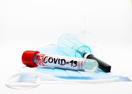 COVID- 19. Corona virus disease. Blood test. Stop dangerous Chinese virus COVID-19.の写真素材