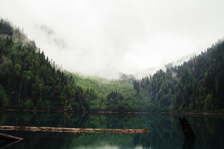 Picturesque mountain lake among the mountains of the Caucasusの写真素材