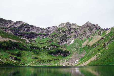 Picturesque mountain lake among the mountains of the Caucasusの写真素材