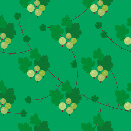 Beautiful elegant vector green floral goosberry seamless patternのイラスト素材