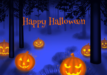 Happy Halloween illustration poster or postcard art illustrationの写真素材