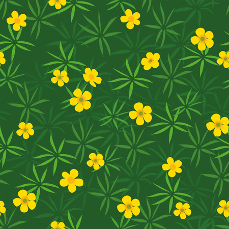 Summer field of yellow buttercups seamless patternのイラスト素材
