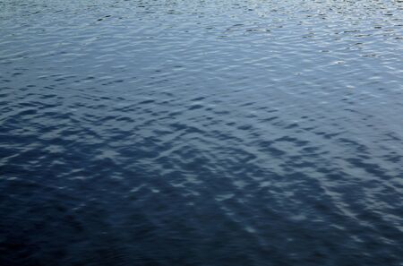 Beautiful lake water surface with sun glare background textureの写真素材