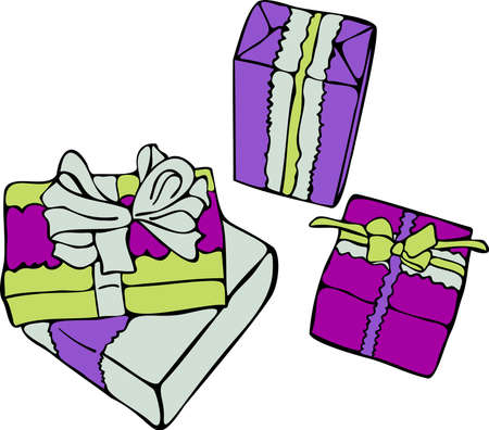 Vector still life with colorful gift boxes isolated on whiteのイラスト素材