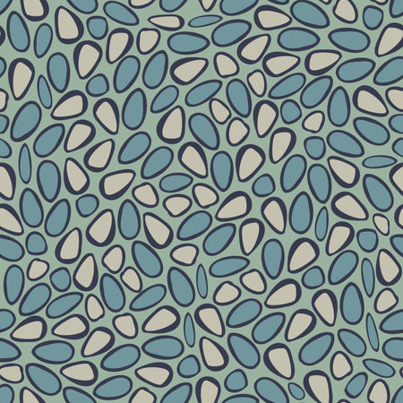 Vector seamless pattern of an abstract pebbles on a blue background. Geometric textile design.のイラスト素材