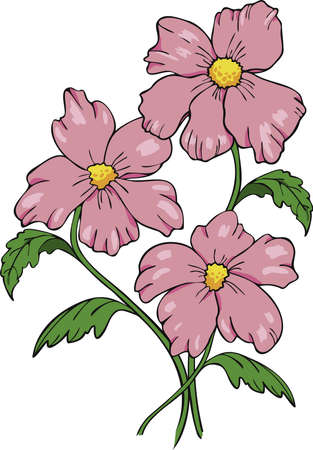 Vector illustration bouquet of colorful blooming flowers. Abstract pink flowers.のイラスト素材