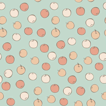 Vector seamless pattern with apples. Design with decorative hand drawn apples.のイラスト素材