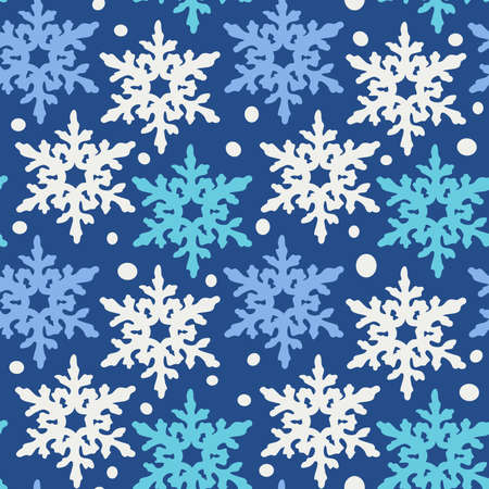 Vector seamless pattern with different colors snowflakes. Contrast design.のイラスト素材