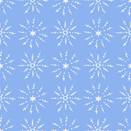 Vector seamless pattern with hand drawn snowflakes. Decorative New year and Christmas design.のイラスト素材