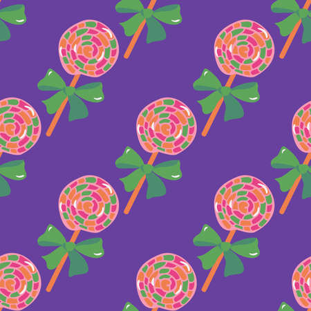 Vector seamless pattern with whirly pops. Colorful design with lollipops.のイラスト素材