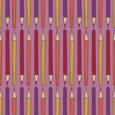 Vector seamless pattern with color pencils. Hand drawn design.のイラスト素材