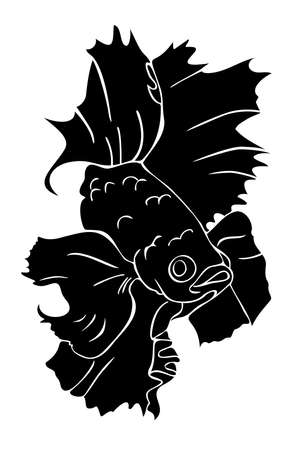 Vector illustration with silhouette of decorative fish. isolated fish.のイラスト素材