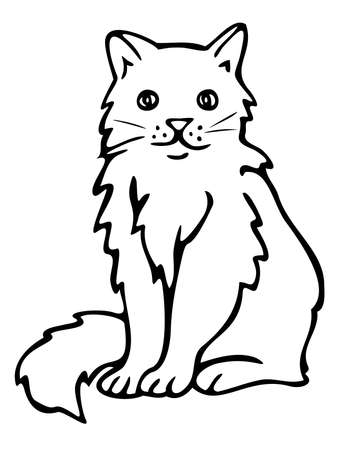 Vector illustration of black and white cat. Isolated hand drawn cat.のイラスト素材