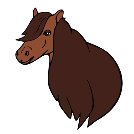 Vector illustration of a horse. Horse portrait colored and depicted by a line.のイラスト素材