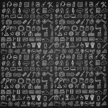 Hand drawn computer icons set. Vector illustration.のイラスト素材