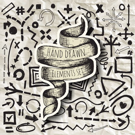 Set of arrows. Hand drawn elements vector illustration.のイラスト素材