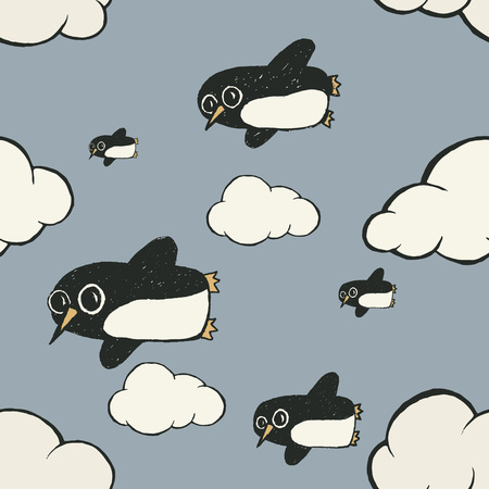 Flying penguin hand drawn typography poster. Inspirational vector typography.のイラスト素材