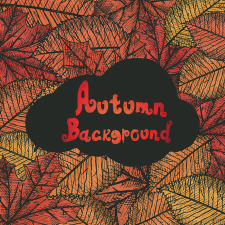Autumn background isolated objects. Hand drawn vector illustration.のイラスト素材