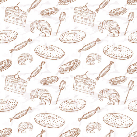 Sweet food set. Hand drawn elements のイラスト素材