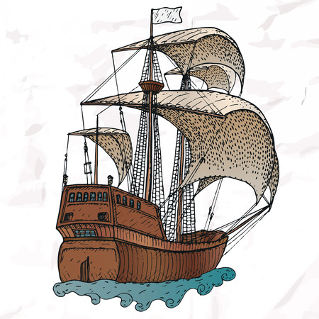 Items on the marine theme. Hand drawn elements.のイラスト素材