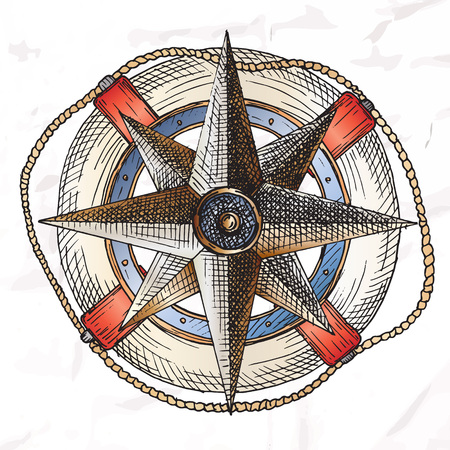 Items on the marine theme. Hand drawn elements.のイラスト素材