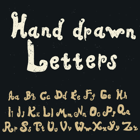 Vector alphabet. Hand drawn letters cartoon style.のイラスト素材