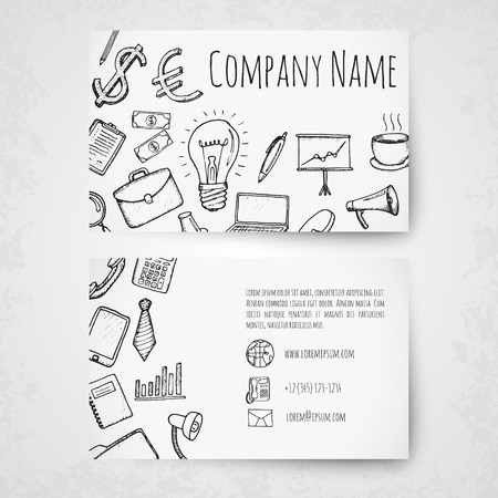 Business card vector template. Hand drawn elements.のイラスト素材