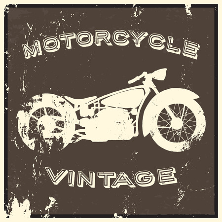 Vintage motorcycle label. Isolated object. Hand drawn vector illustration.のイラスト素材
