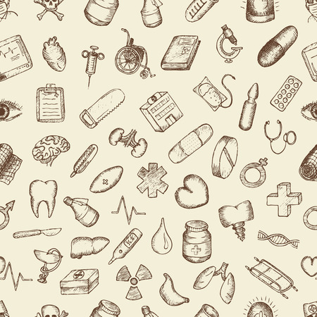 Set of medical icons. Hand drawn vector elements.のイラスト素材