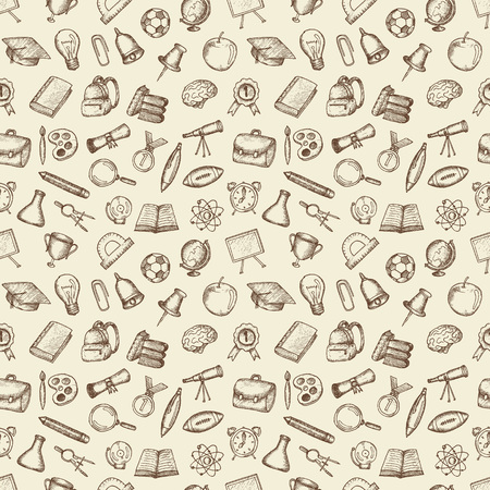 Freehand drawing school items. Set of drawings.のイラスト素材