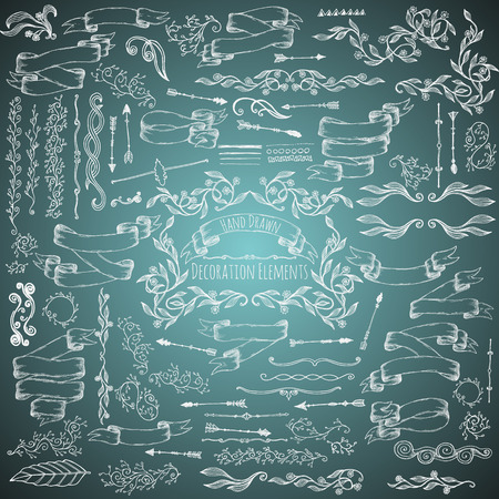 Set of decoration elements. Hand drawn ector illustration.のイラスト素材