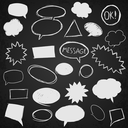 Set of message bubbles. Hand drawn vector illustration.のイラスト素材