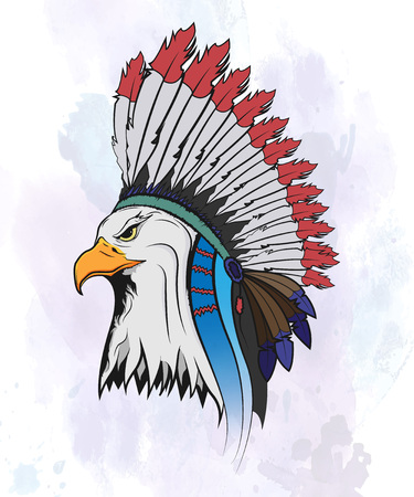 Eagle in a national Indian hat. Vector isolated illustration.のイラスト素材