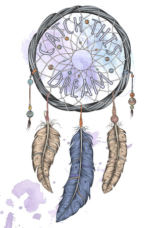 Dream catcher. Isolated hand drawn vector illustration.のイラスト素材