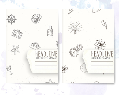 Notebook template with hand drawn cover. Vector editable notebook cover.のイラスト素材