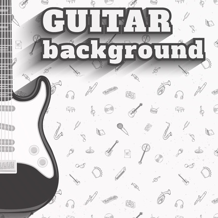 Electric guitar background. Music pattern vector illustration.のイラスト素材