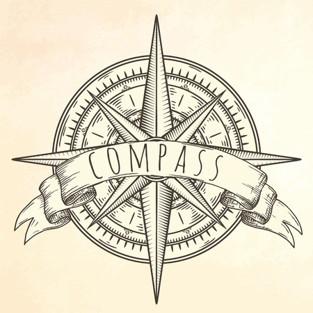 Wind rose isolated. Hand drawn vector illustration.のイラスト素材
