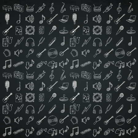 Hand drawn musical instruments icons set. Vector illustration.のイラスト素材