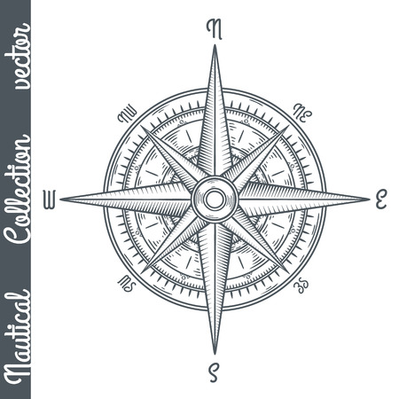 Wind rose isolated. Hand drawn vector illustration.のイラスト素材