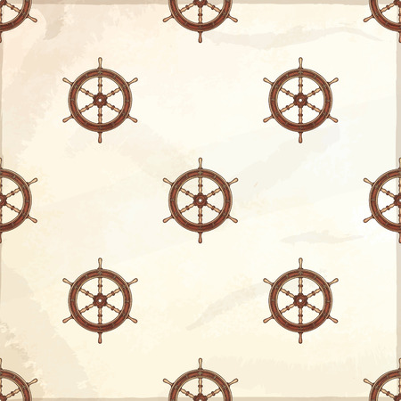 Nautical seamless pattern. Hand drawn vector illustration.のイラスト素材