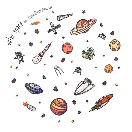 Astronomy doodles vector concept.のイラスト素材