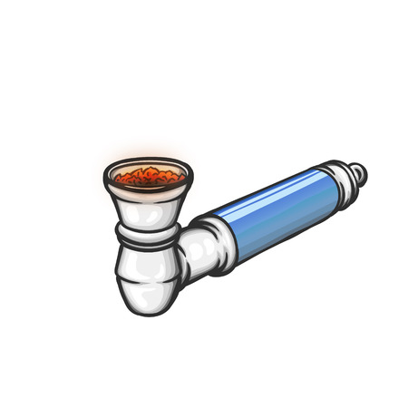 Stuffed metal pipe for smoking weed.のイラスト素材