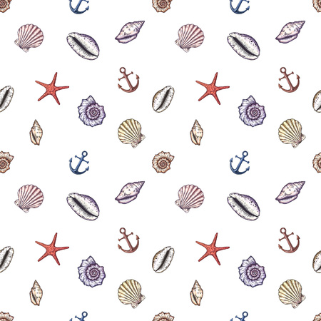 Hand drawn marine background.のイラスト素材