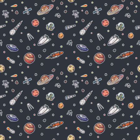 Hand drawn astronomy doodle seamless pattern.の写真素材