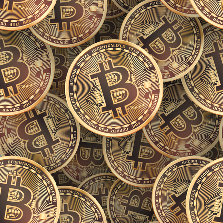 Bitcoin coins seamless background.の写真素材